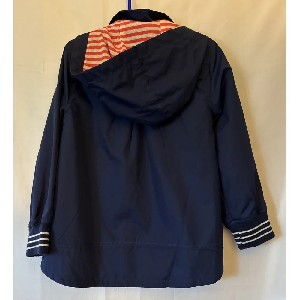 Osh Kosh B'gosh Rain Coat Jacket Girls 5/6 Blue Full Zip Hooded Pockets NWOT